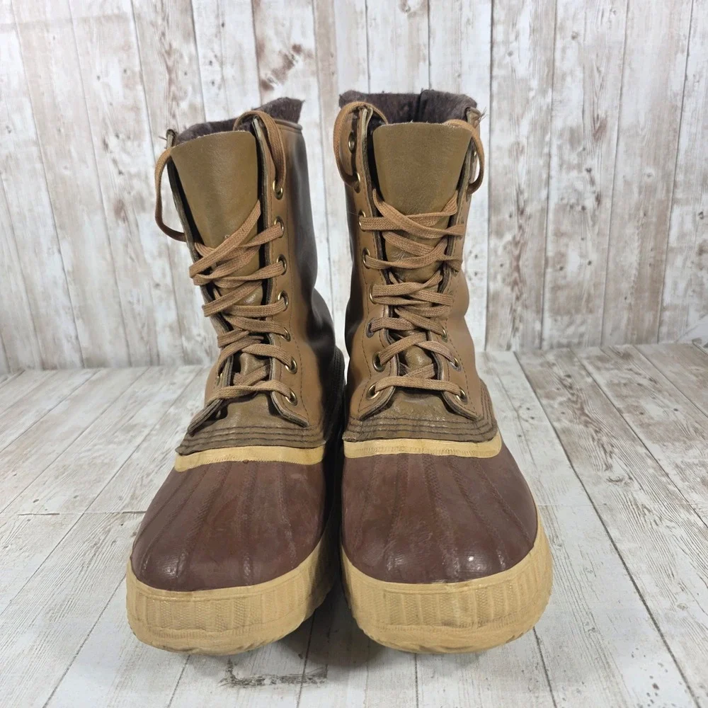Sorel Premium Kaufman‎ Mens 9 Vintage Winter Duck Boots Made in Canada Tan Brown